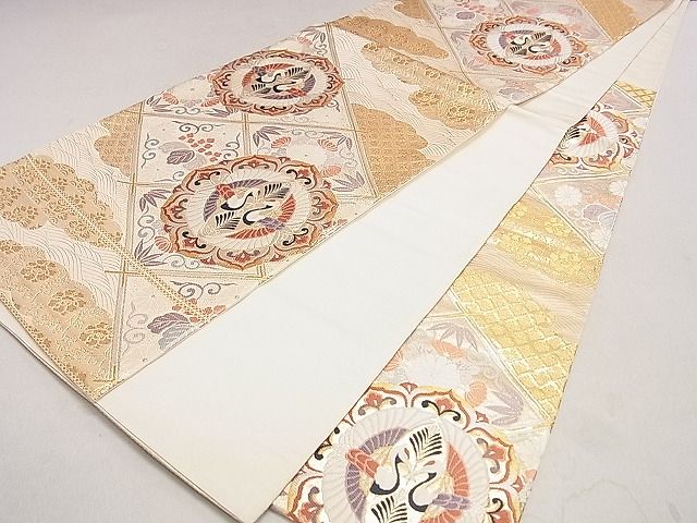平和屋着物◎六通柄袋帯 双鶴花菱文 金銀糸 逸品 DAAG5851tw