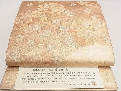 平和屋着物◎西陣 綴れ 太鼓柄袋帯 草花文 逸品 DAAG5873tw
