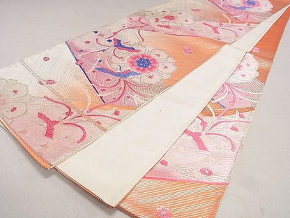平和屋着物◎六通柄袋帯 唐織 鳳凰花文 銀糸 逸品 DAAG5907tw