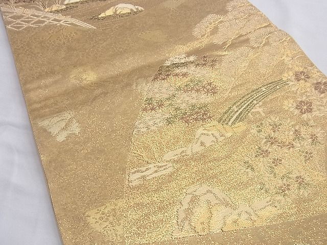 平和屋着物◎六通柄袋帯 華仙 錦引箔 金糸 逸品 BAAI0595du