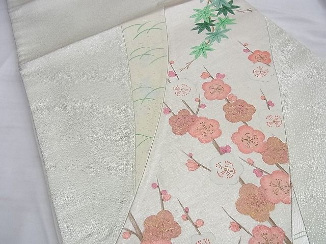 平和屋着物◎太鼓柄袋帯 切嵌 梅楓文 金彩 引箔 逸品 BAAI0599du
