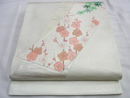 平和屋着物◎太鼓柄袋帯 切嵌 梅楓文 金彩 引箔 逸品 BAAI0599du