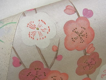平和屋着物◎太鼓柄袋帯 切嵌 梅楓文 金彩 引箔 逸品 BAAI0599du