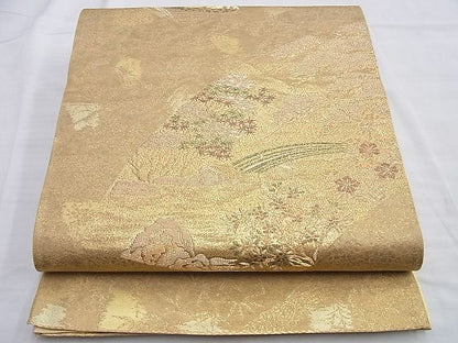 平和屋着物◎六通柄袋帯 華仙 錦引箔 金糸 逸品 BAAI0595du