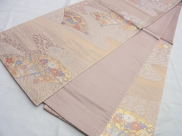 平和屋着物◎六通柄袋帯 唐織 粋彩桧扇 金銀糸 逸品 BAAI0607du
