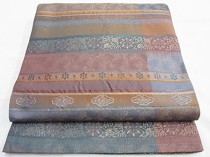 平和屋着物◎六通柄袋帯 横段吉祥文 金糸 逸品 BAAI0606du