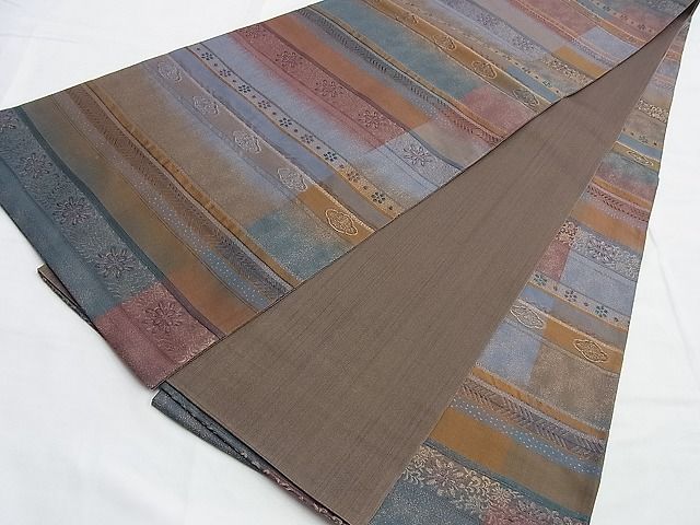 平和屋着物◎六通柄袋帯 横段吉祥文 金糸 逸品 BAAI0606du