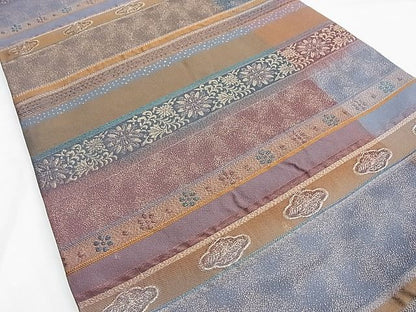 平和屋着物◎六通柄袋帯 横段吉祥文 金糸 逸品 BAAI0606du