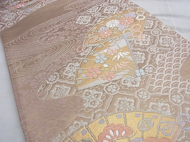 平和屋着物◎六通柄袋帯 唐織 粋彩桧扇 金銀糸 逸品 BAAI0607du