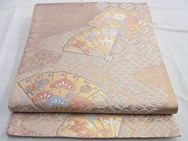 平和屋着物◎六通柄袋帯 唐織 粋彩桧扇 金銀糸 逸品 BAAI0607du