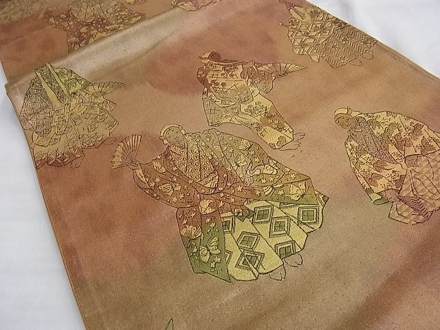 平和屋着物◎六通柄袋帯 能楽・狂言 引箔 逸品 BAAI0619du