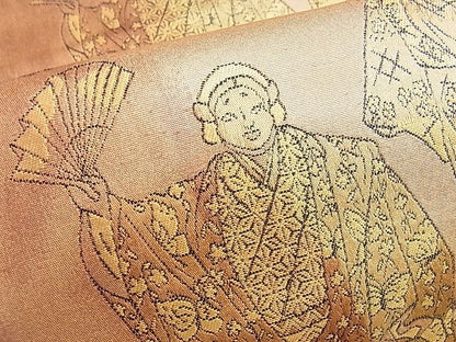 平和屋着物◎六通柄袋帯 能楽・狂言 引箔 逸品 BAAI0619du