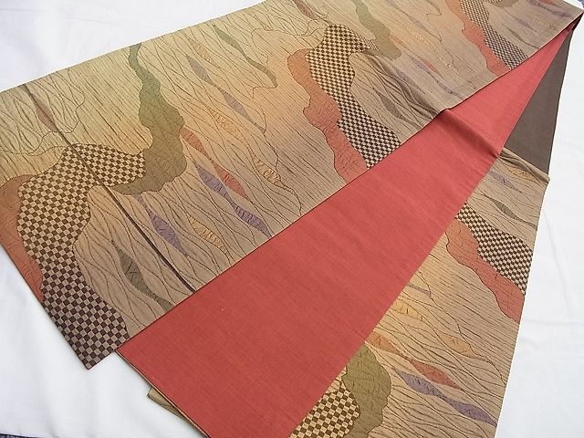 平和屋着物◎六通柄袋帯 ふくれ織 道長文様 逸品 BAAI0644du