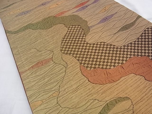 平和屋着物◎六通柄袋帯 ふくれ織 道長文様 逸品 BAAI0644du