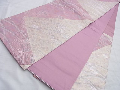平和屋着物◎六通柄袋帯 露芝文様 銀糸 逸品 BAAI0638du