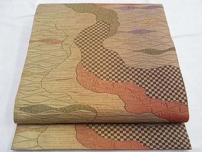平和屋着物◎六通柄袋帯 ふくれ織 道長文様 逸品 BAAI0644du