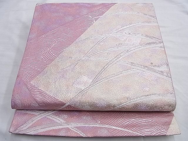 平和屋着物◎六通柄袋帯 露芝文様 銀糸 逸品 BAAI0638du