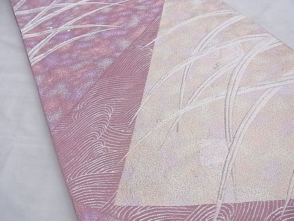 平和屋着物◎六通柄袋帯 露芝文様 銀糸 逸品 BAAI0638du