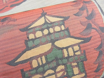 平和屋着物◎六通柄袋帯 ふくれ織 京名所風景文 逸品 BAAI0640du