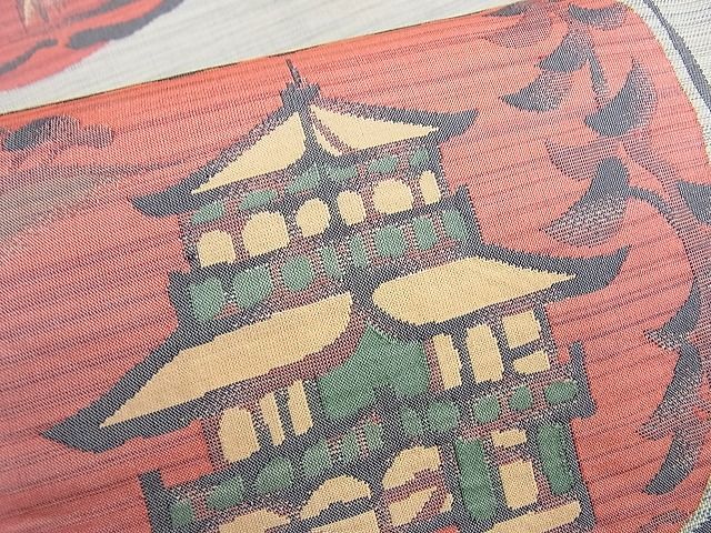 平和屋着物◎六通柄袋帯 ふくれ織 京名所風景文 逸品 BAAI0640du