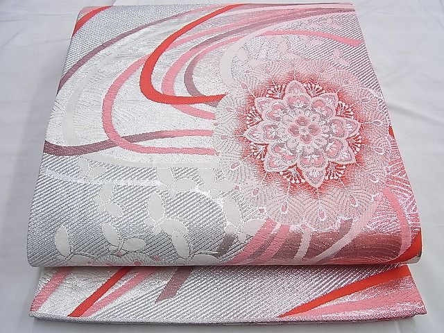 平和屋着物◎佐賀錦 六通柄袋帯 唐織 正倉院 銀糸 逸品 BAAI0646du