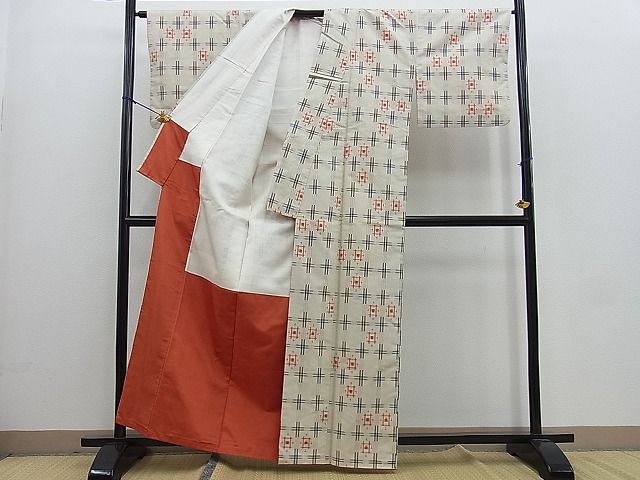平和屋着物■上質な紬 格子 逸品 BAAI7251pm
