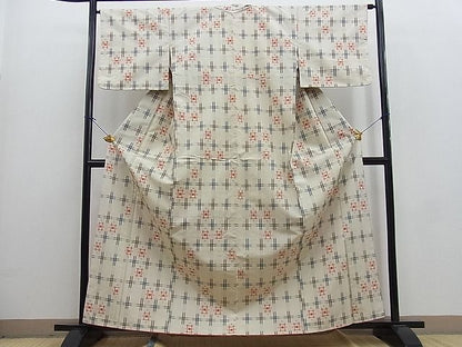 平和屋着物■上質な紬 格子 逸品 BAAI7251pm
