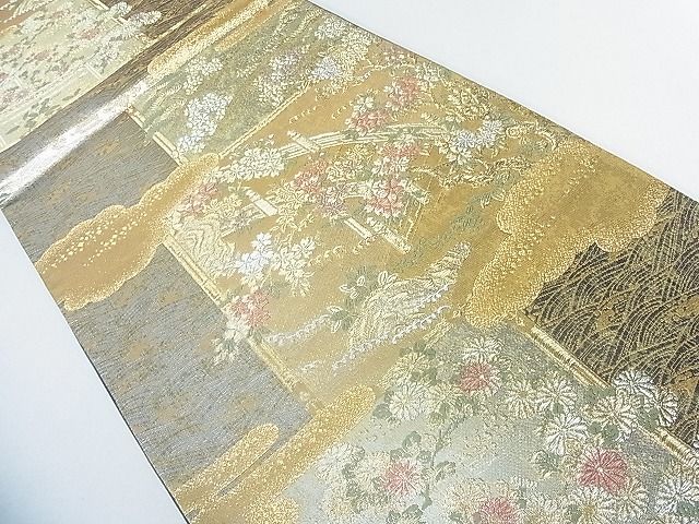 平和屋着物■六通柄袋帯 聚花春秋 几帳彩艶文 金銀糸 逸品 DAAH1336sa