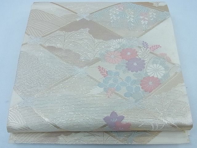平和屋着物■夏物　六通柄袋帯　菱草花文　金銀糸　逸品　CAAH1740th