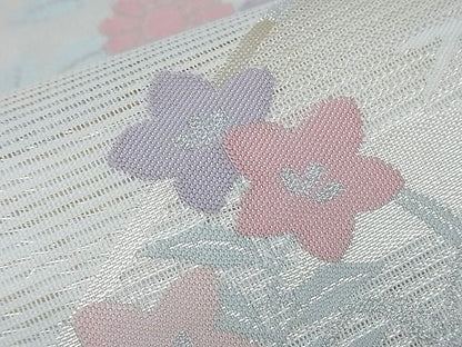 平和屋着物■夏物　六通柄袋帯　菱草花文　金銀糸　逸品　CAAH1740th