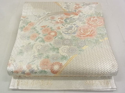 平和屋着物◎本佐賀錦 六通柄袋帯 九百錦 花鳥文 金糸 逸品 DAAG5183jm
