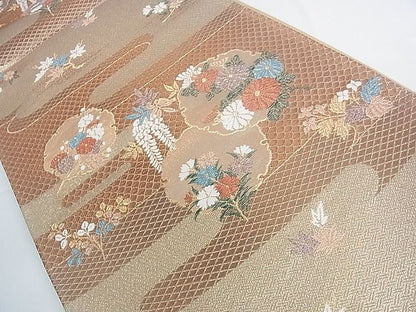 平和屋着物◎六通柄袋帯 流水雪輪花文 金糸 逸品 DAAG5232jm