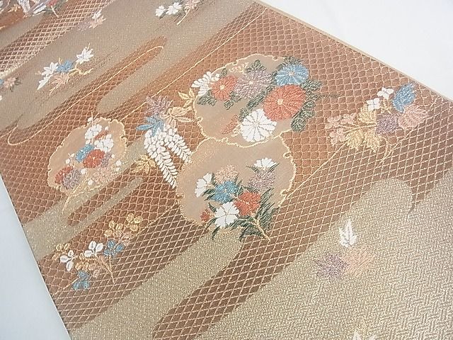 平和屋着物◎六通柄袋帯 流水雪輪花文 金糸 逸品 DAAG5232jm