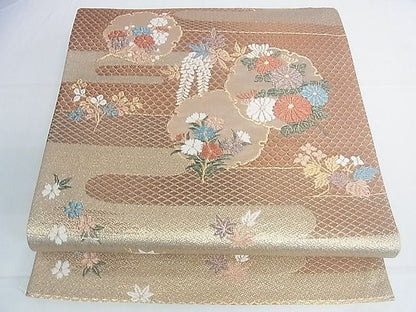 平和屋着物◎六通柄袋帯 流水雪輪花文 金糸 逸品 DAAG5232jm