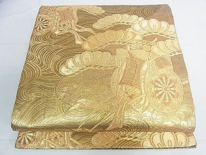 平和屋着物◎佐賀錦 六通柄袋帯 流水御所車松文 金糸 逸品 DAAG5225jm