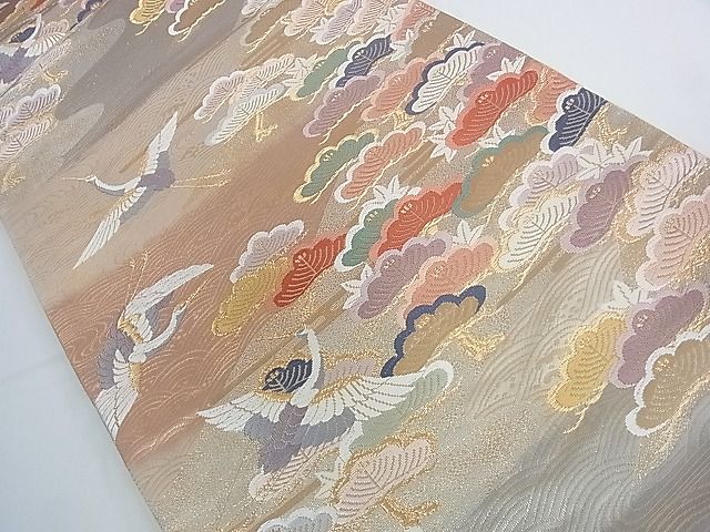 平和屋着物◎六通柄袋帯 唐織 飛鶴松文 金糸 逸品 DAAG5238jm