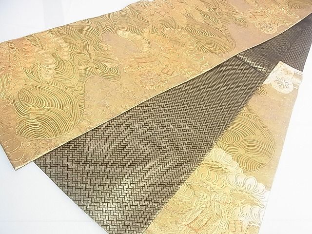 平和屋着物◎佐賀錦 六通柄袋帯 流水御所車松文 金糸 逸品 DAAG5225jm