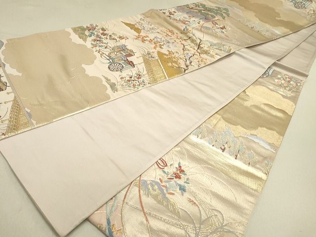 平和屋着物◎六通柄袋帯 唐織 流水几帳花松文 金糸 逸品 DAAG4518fe