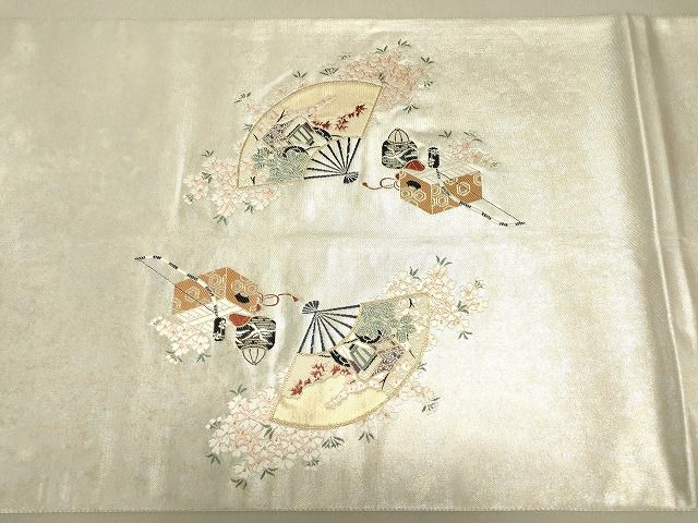 平和屋着物◎太鼓柄袋帯 唐織 几帳鼓花文 金糸 引箔 逸品 DAAG4513fe
