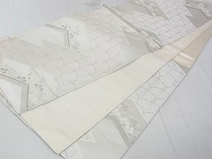 平和屋着物◎六通柄袋帯 松皮菱花文 銀糸 逸品 DAAH1534ox