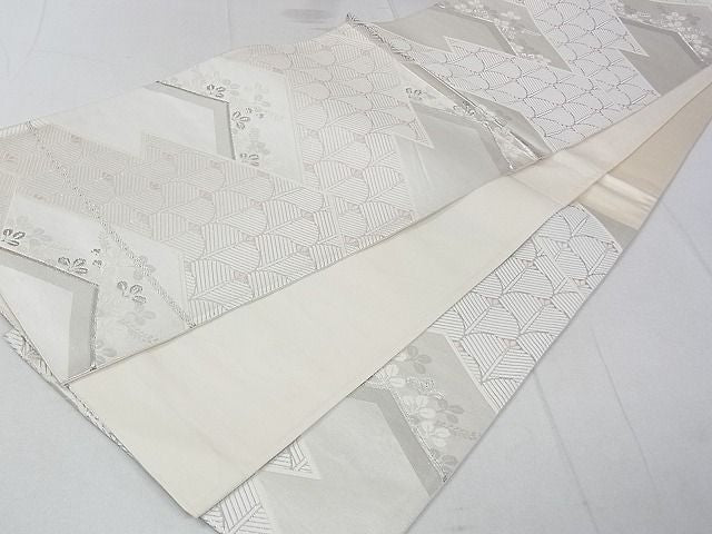 平和屋着物◎六通柄袋帯 松皮菱花文 銀糸 逸品 DAAH1534ox