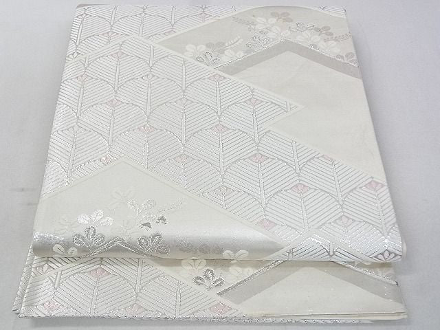 平和屋着物◎六通柄袋帯 松皮菱花文 銀糸 逸品 DAAH1534ox