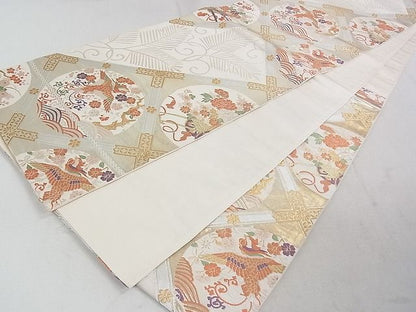 平和屋着物◎六通柄袋帯 唐織 天井鳳凰花丸文 金銀糸 逸品 DAAH1573ox
