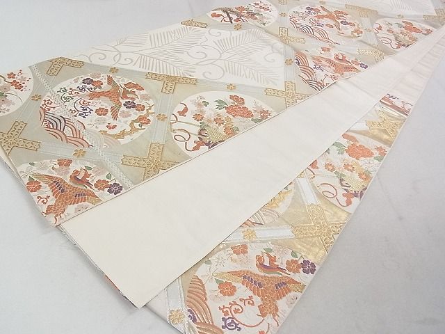 平和屋着物◎六通柄袋帯 唐織 天井鳳凰花丸文 金銀糸 逸品 DAAH1573ox