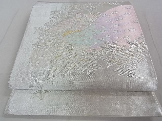 平和屋着物◎六通柄袋帯 孔雀花文 金銀糸 逸品 DAAH1575ox