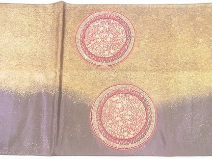 平和屋着物◎太鼓柄袋帯 花鳥絵皿 引箔 逸品 BAAH4649th