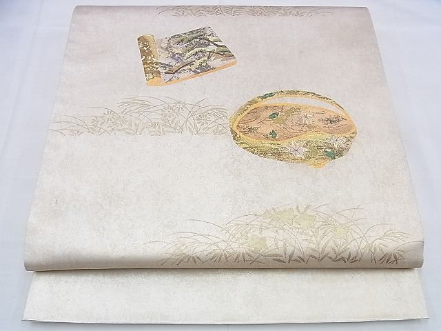 平和屋着物◎太鼓柄袋帯 琳派草花文 金彩 逸品 BAAH4644th