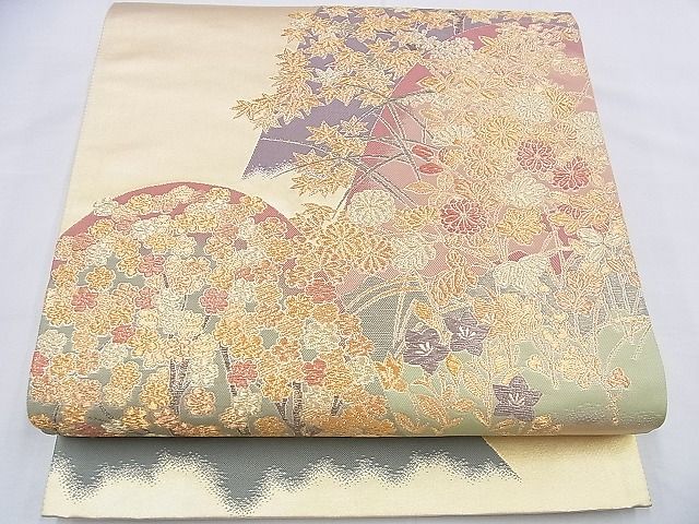 平和屋着物◎六通柄袋帯 遠山樹林文 金糸 逸品 BAAH4651th