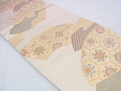平和屋着物◎六通柄袋帯 地紙流し 金糸 逸品 BAAH4656th