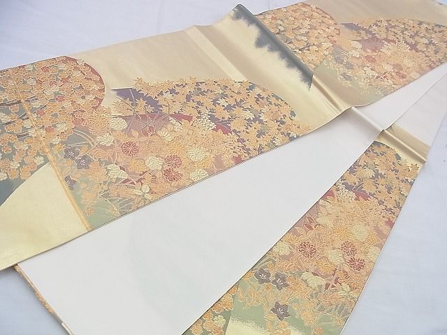 平和屋着物◎六通柄袋帯 遠山樹林文 金糸 逸品 BAAH4651th